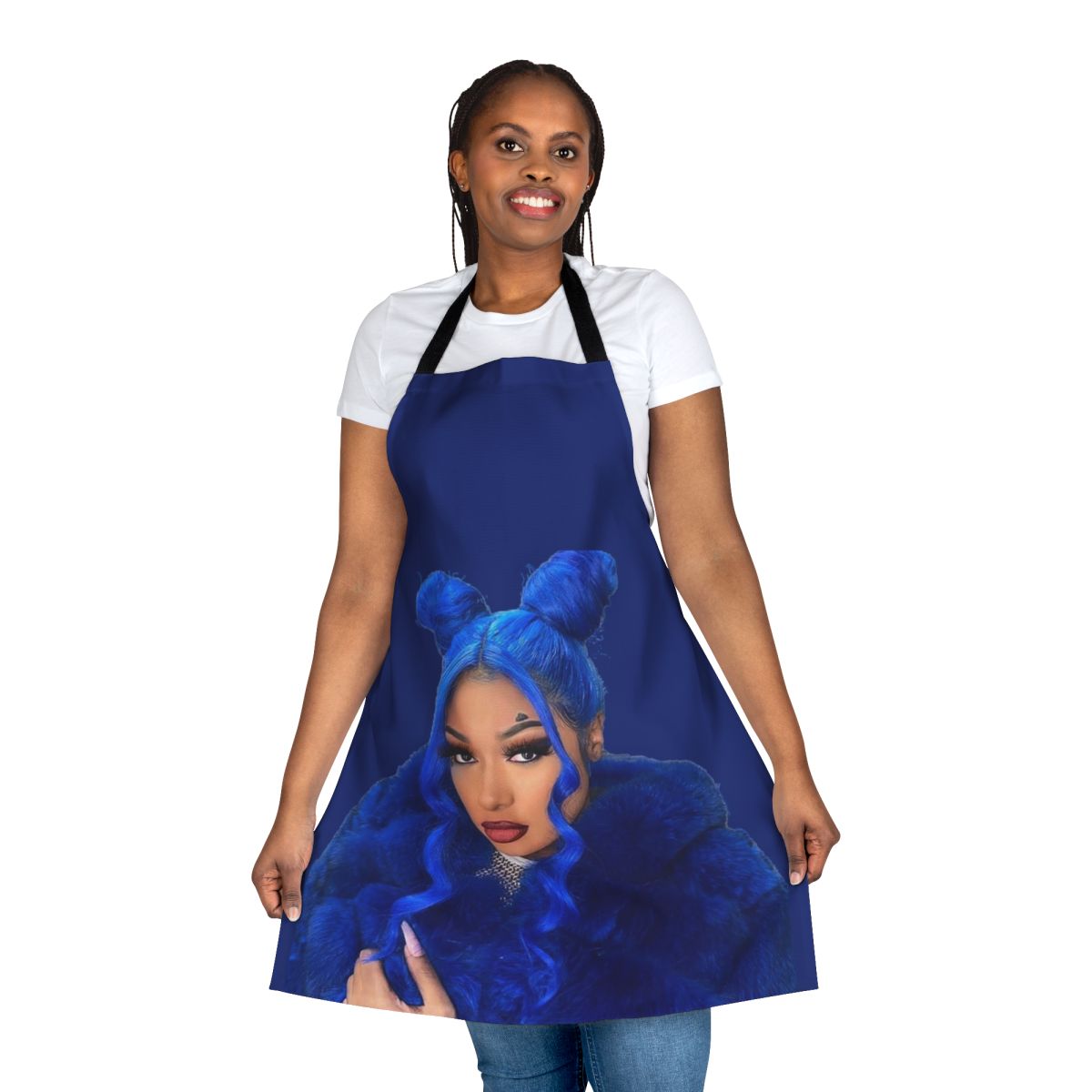 Megan Thee Stallion inspired apron with bold graphics and vibrant colors