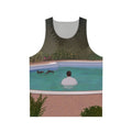 Unisex tank top with melancholy gangster and wildlife art design