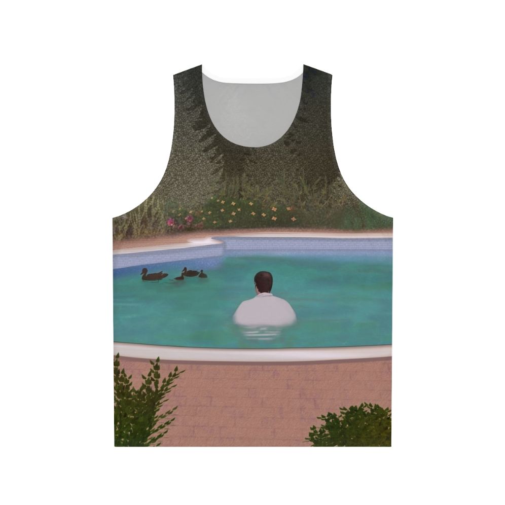 Unisex tank top with melancholy gangster and wildlife art design