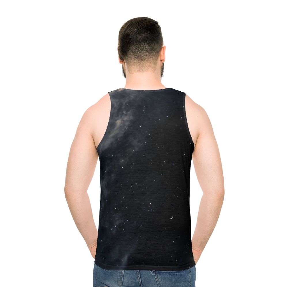 Melancholy unisex tank top with night sky and galaxy design