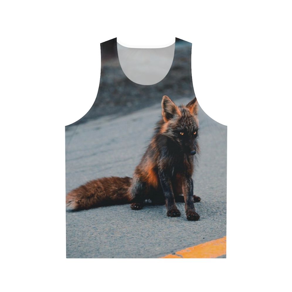 Melanistic fox unisex tank top