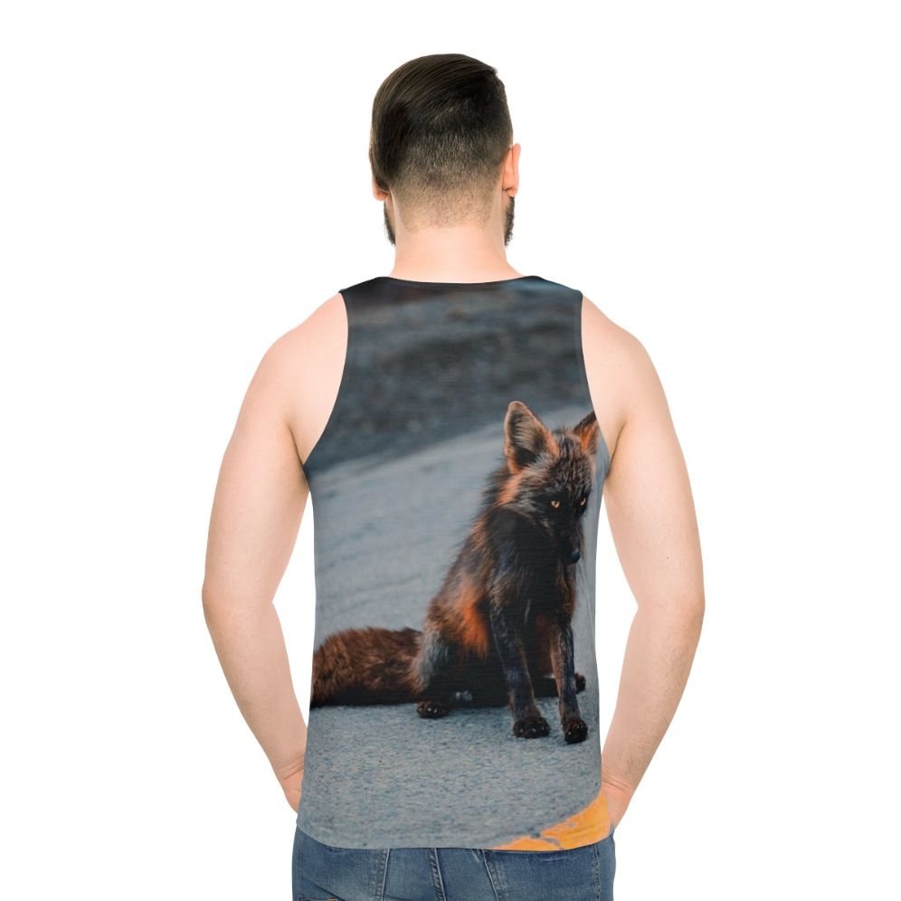 Melanistic fox unisex tank top