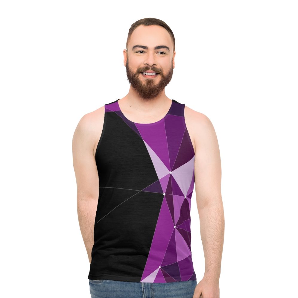 Unisex tank top with Melbourne VLine train livery geometric triangle design