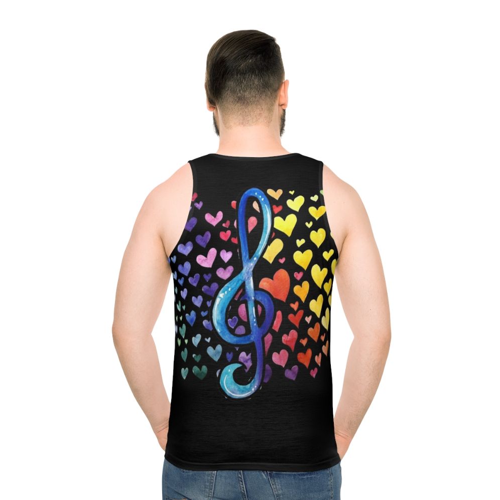 Unisex music teacher tank top with a rainbow design