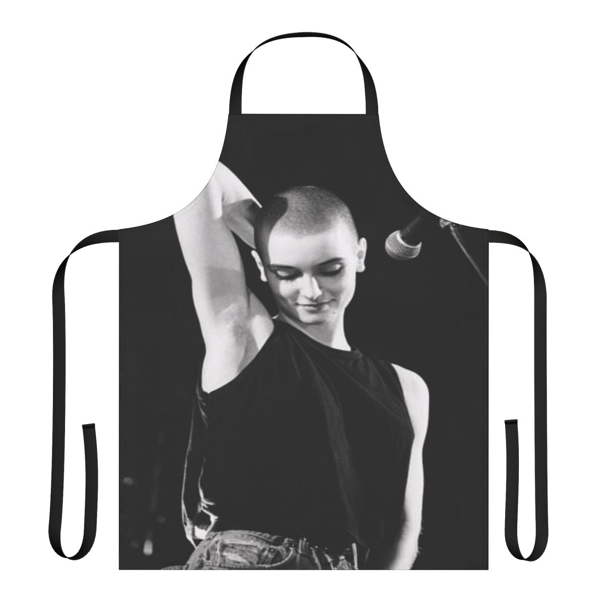 Apron featuring a stylized microphone design, ideal for music enthusiasts