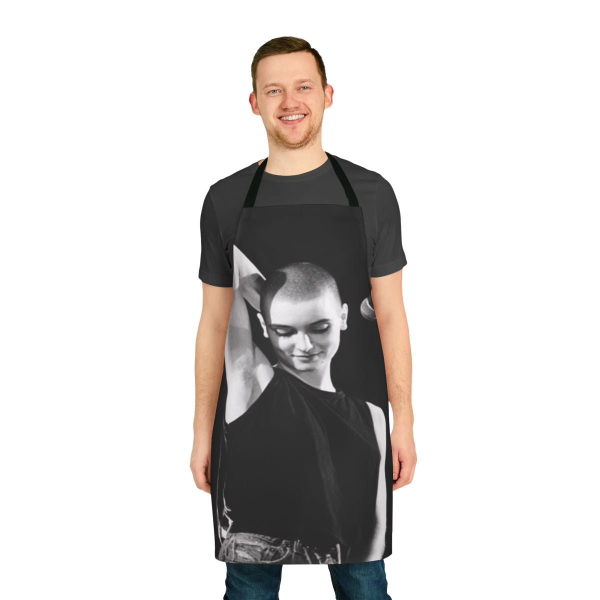 Apron featuring a stylized microphone design, ideal for music enthusiasts