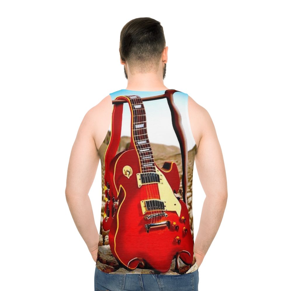 Melted guitar vintage abstract desert art unisex tank top