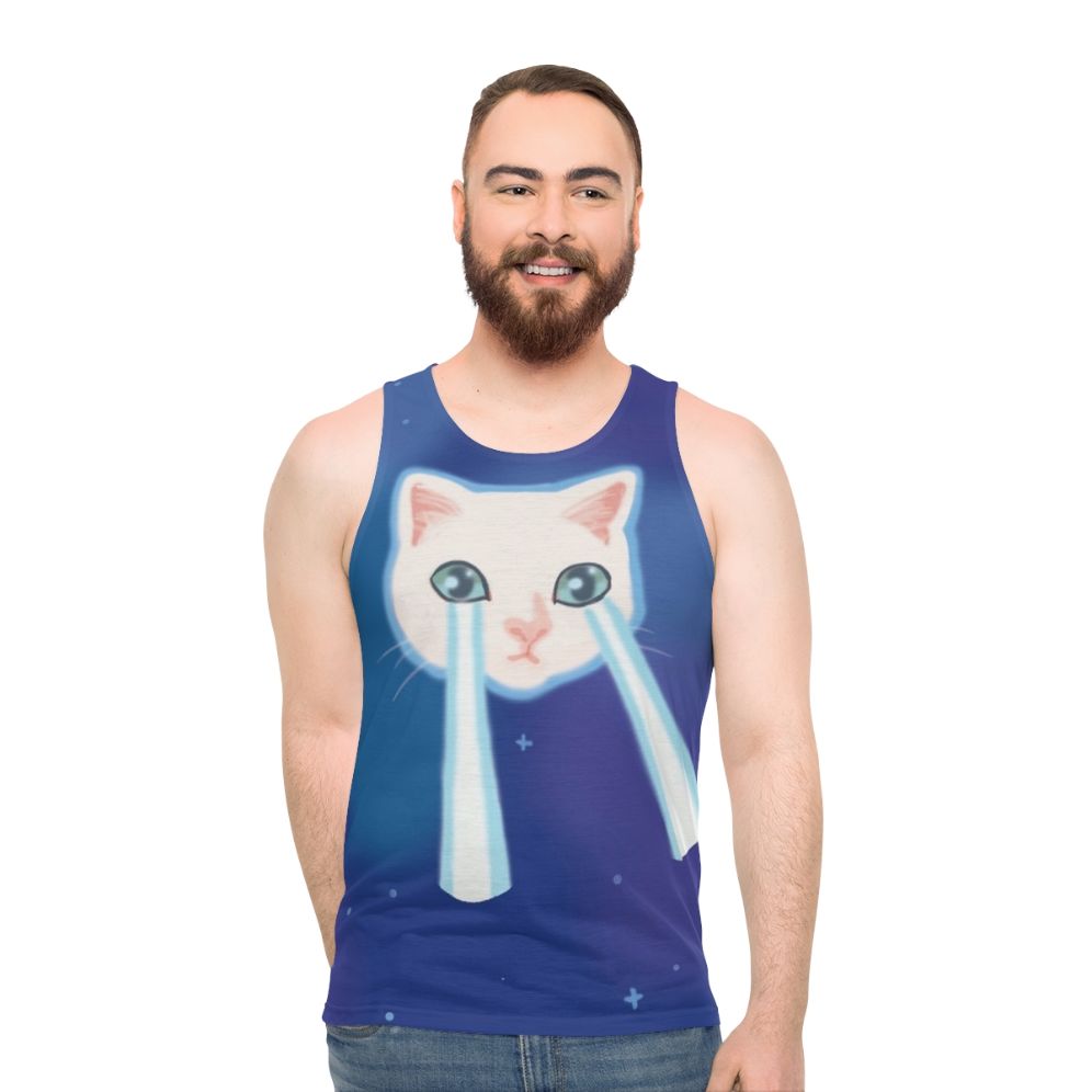 Meme cat galaxy print unisex tank top