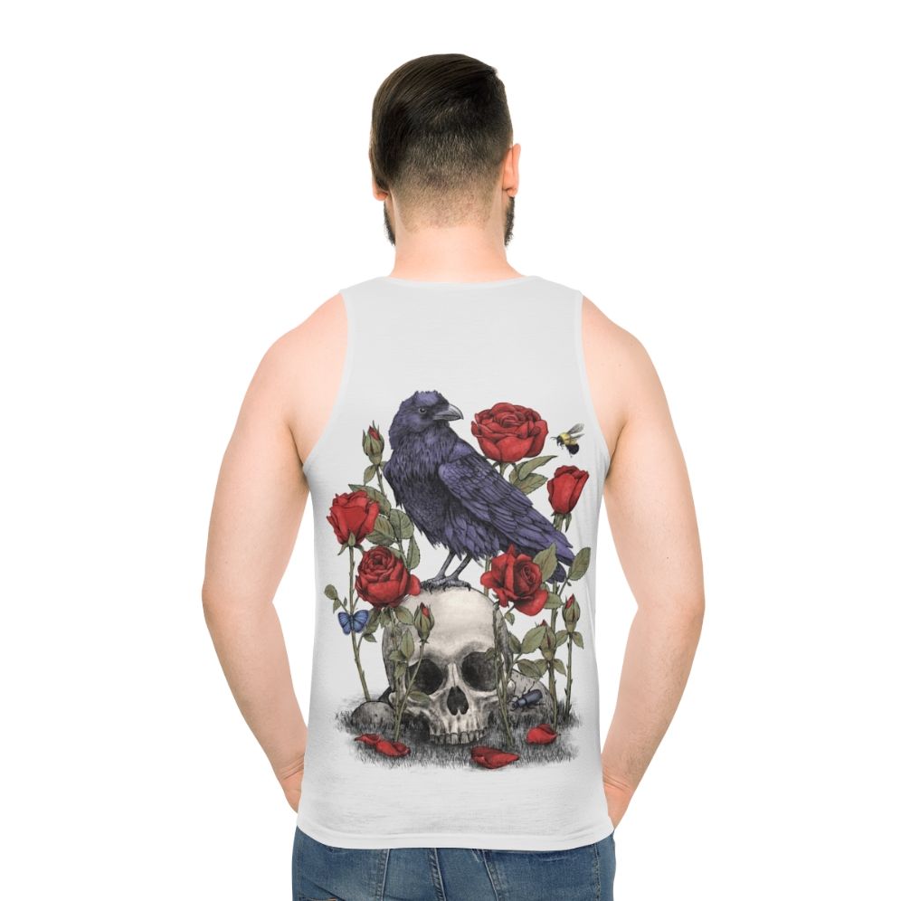 Memento Mori unisex tank top featuring a gothic floral skull design