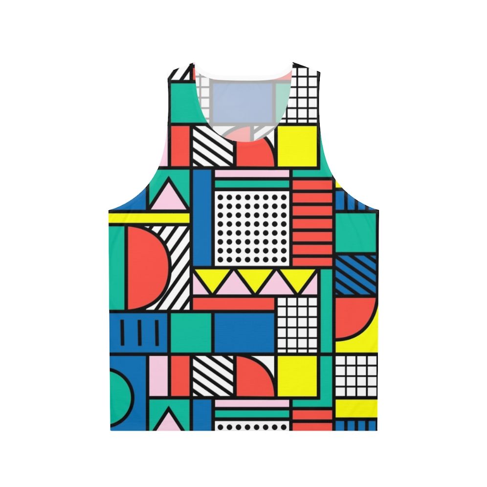 Retro Memphis style color block unisex tank top