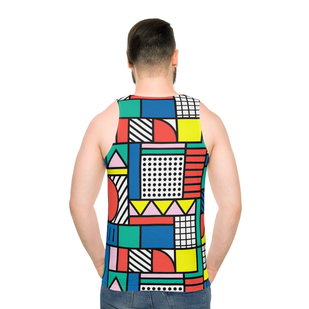Retro Memphis style color block unisex tank top