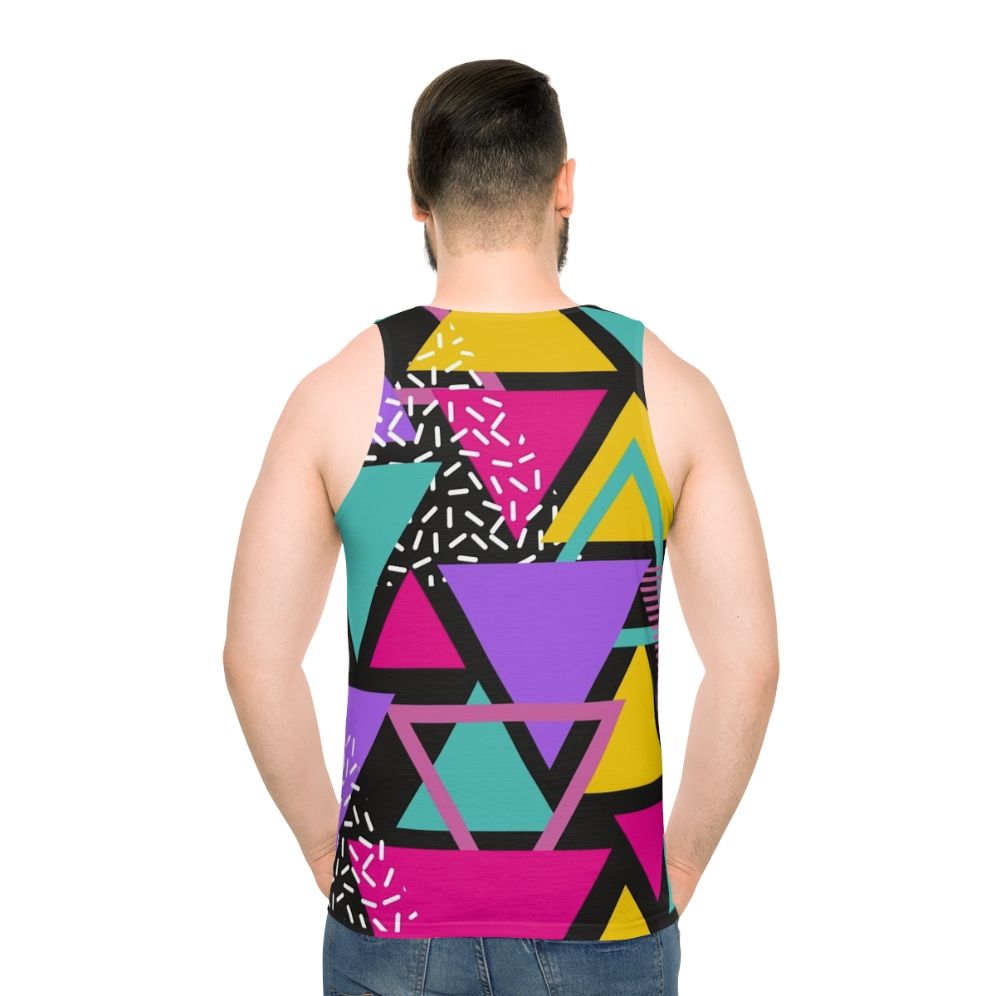 Unisex Memphis Triangles Tank Top with Retro Geometric Pattern