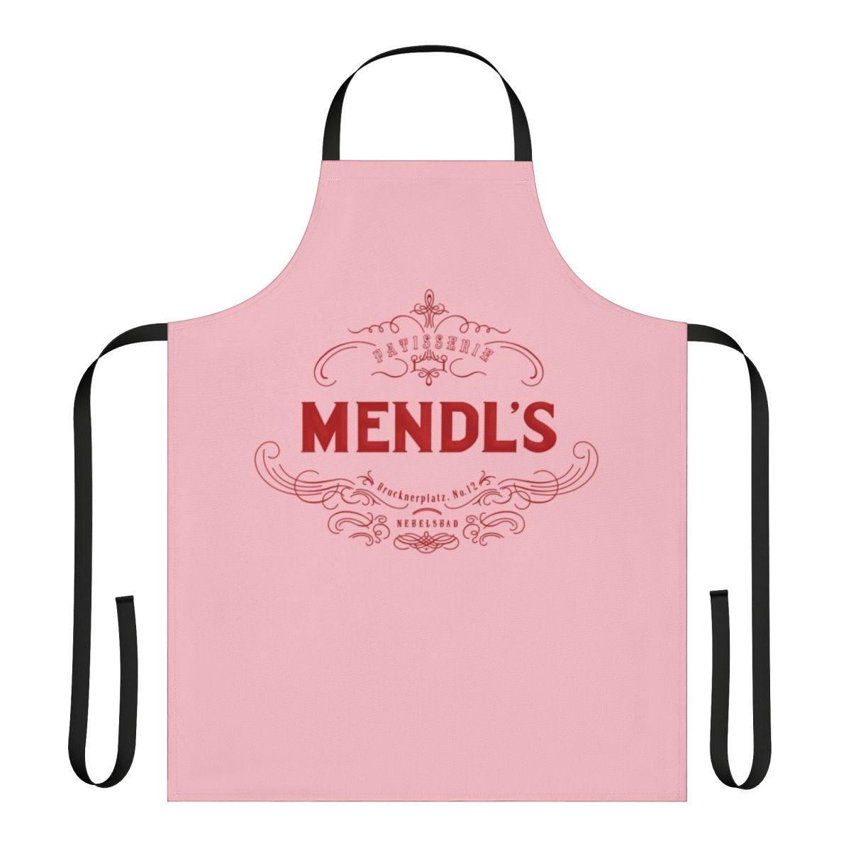 Mendl's Patisserie-themed apron, inspired by the film The Grand Budapest Hotel