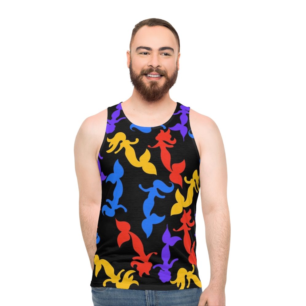 Mermaid pattern unisex tank top