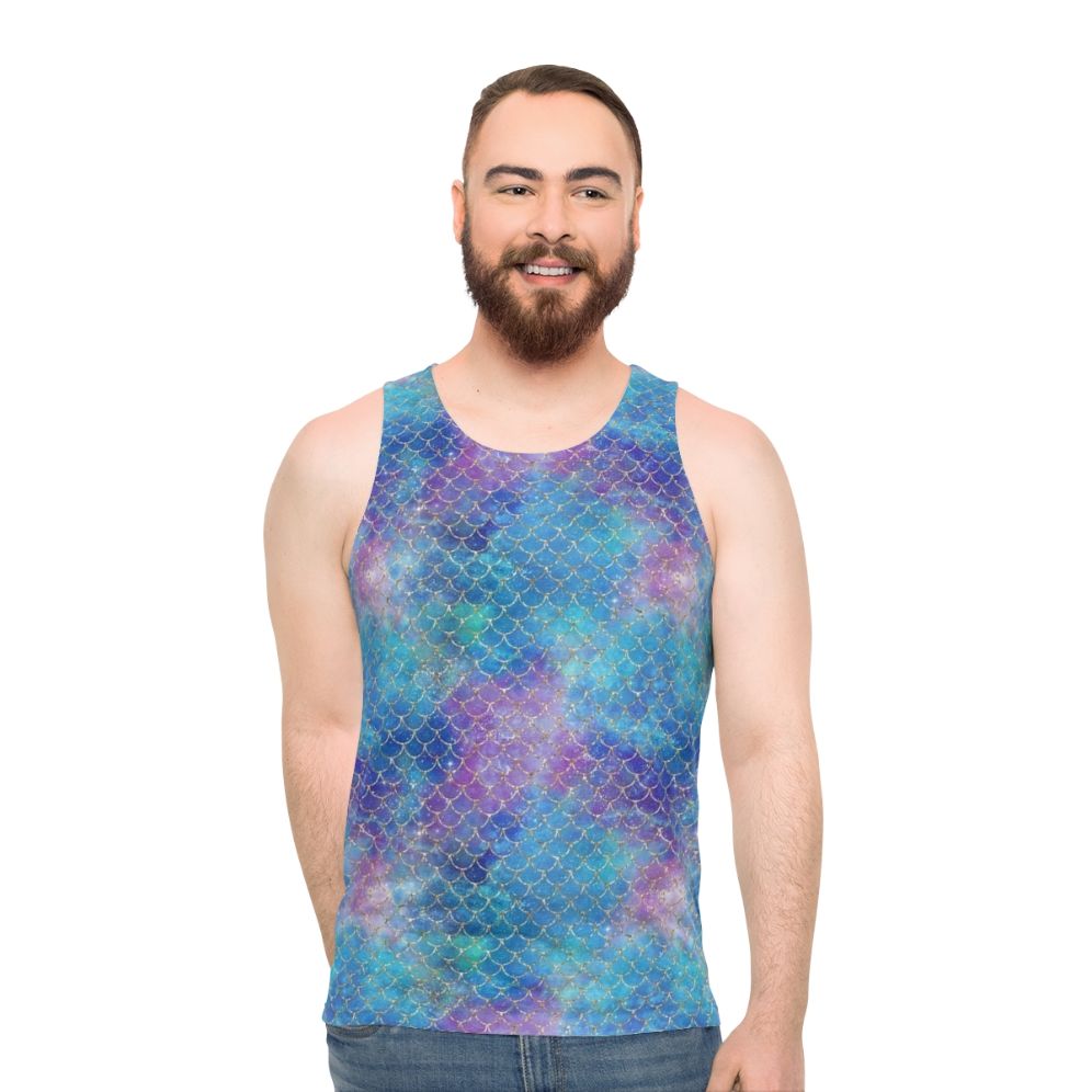 Mermaid scale glitter pattern seamless unisex tank top