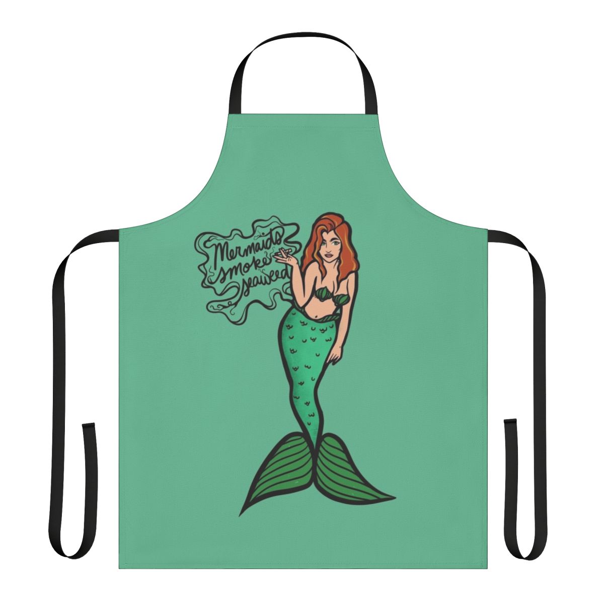 Mermaid-themed apron with a seaweed smoking design