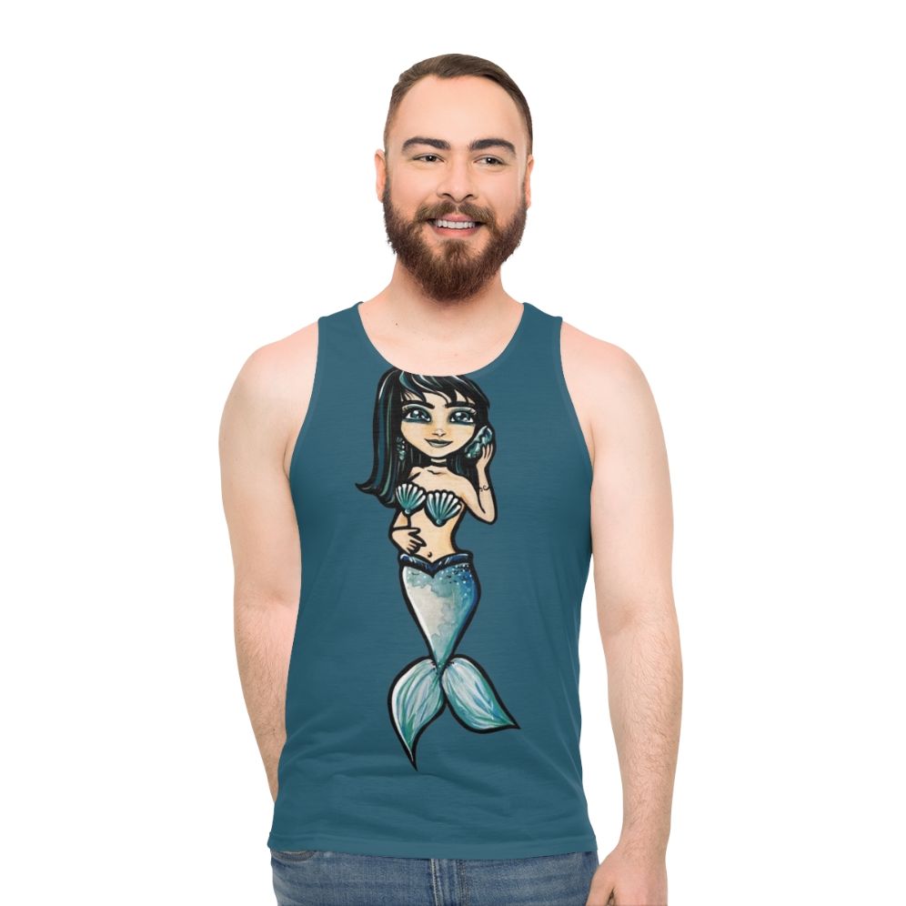 Mermaid tank top with black hair