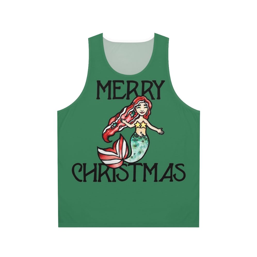Merry Christmas mermaid unisex tank top