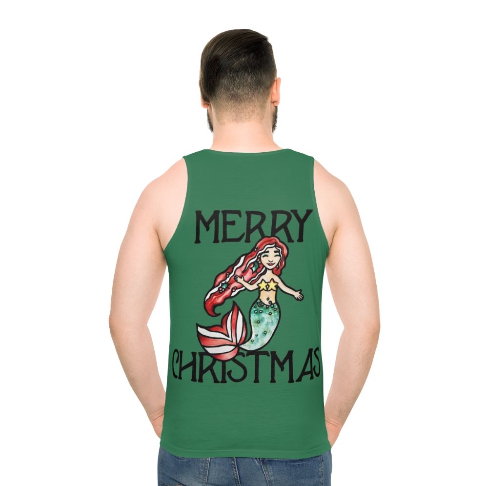 Merry Christmas mermaid unisex tank top