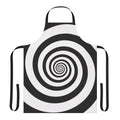 Hypnotic black and white swirl pattern on an apron