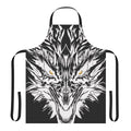 White and yellow dragon tattoo design on an apron