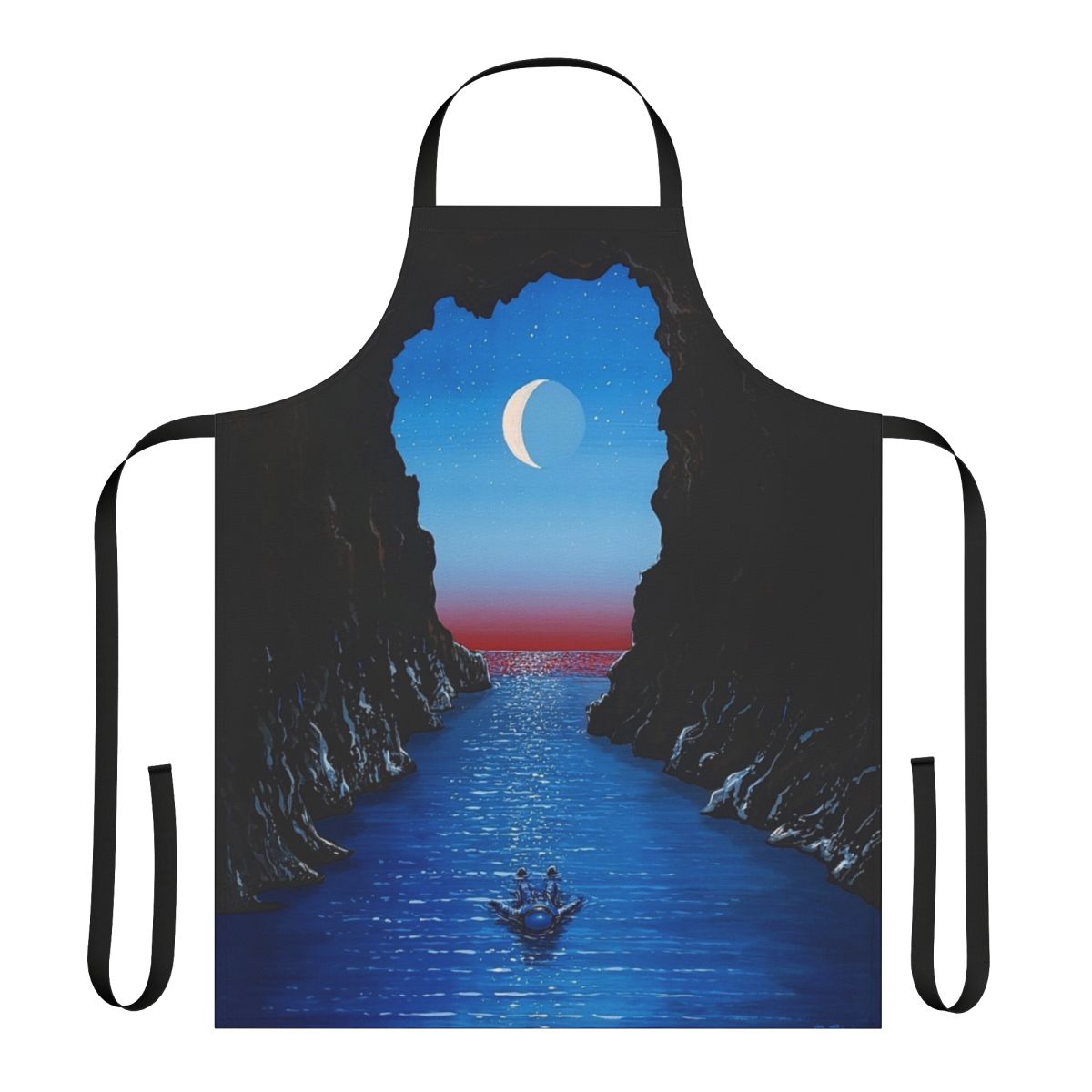 Surreal night drift apron with flooko space, astronaut, and trippy design