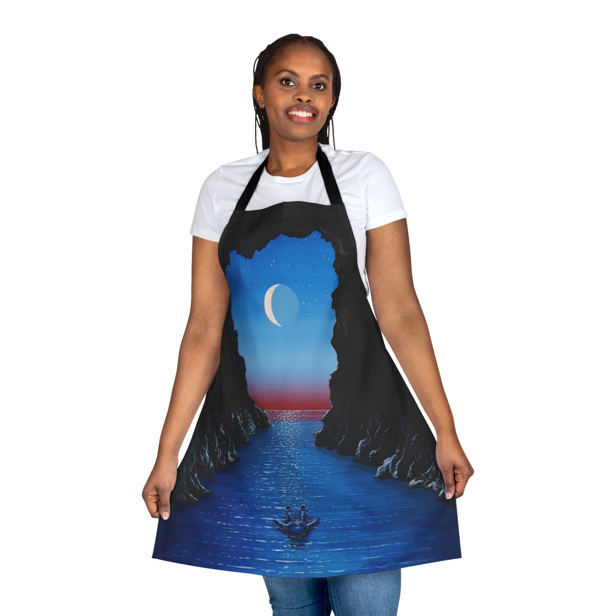 Surreal night drift apron with flooko space, astronaut, and trippy design
