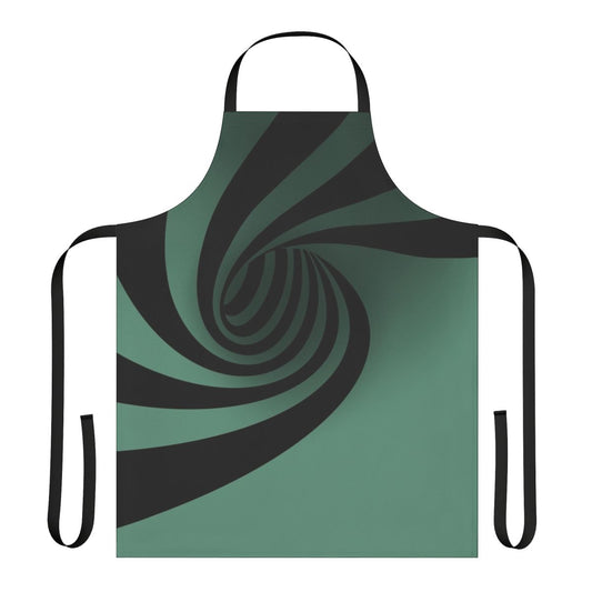 Optical illusion apron with a striking abstract black and white geometric pattern
