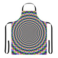 Colorful abstract apron with psychedelic, kaleidoscope-like optical illusion pattern