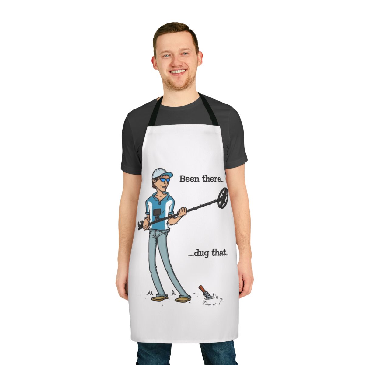 Metal detecting apron with pockets for tools and finds