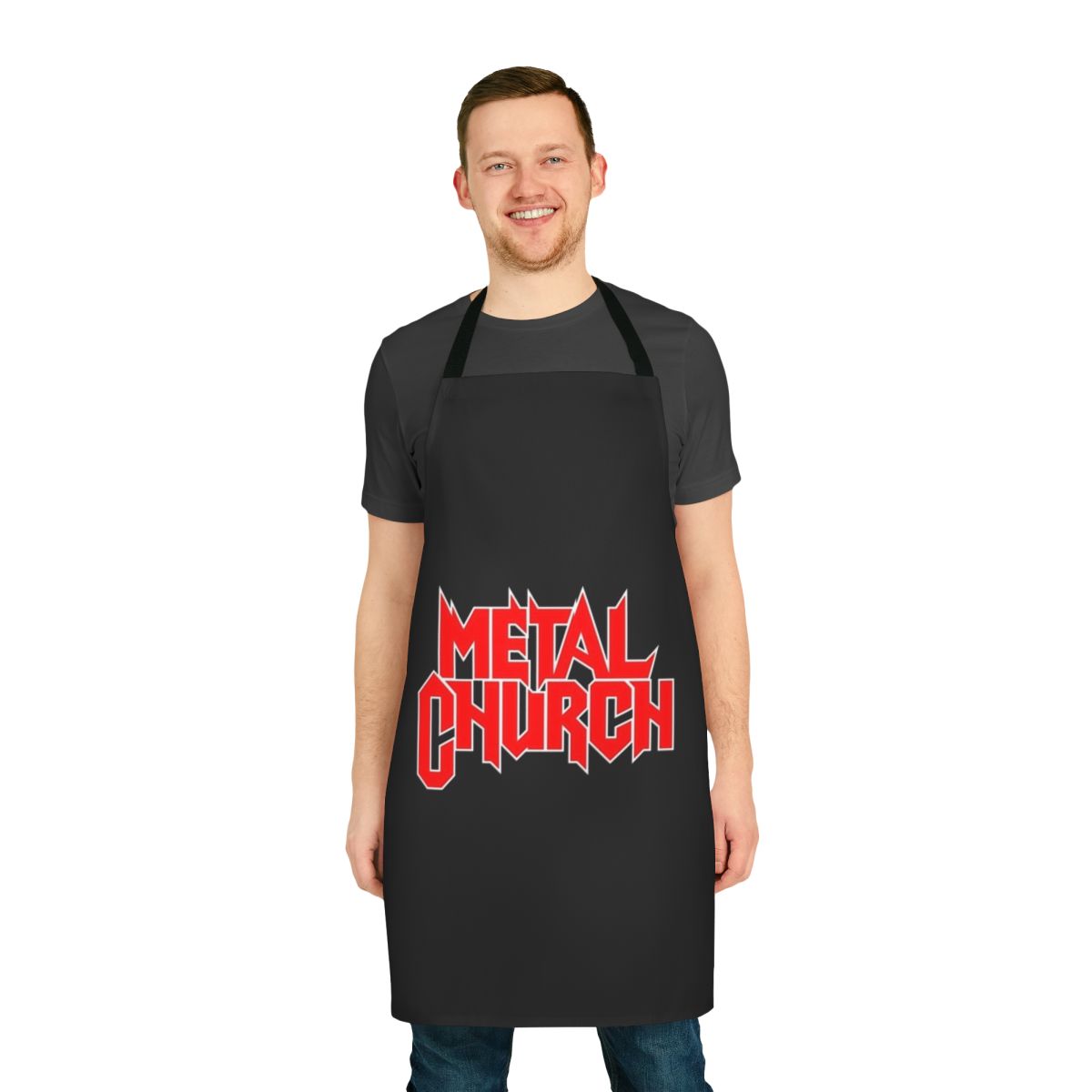 Metalchurch-inspired apron with heavy metal band logo