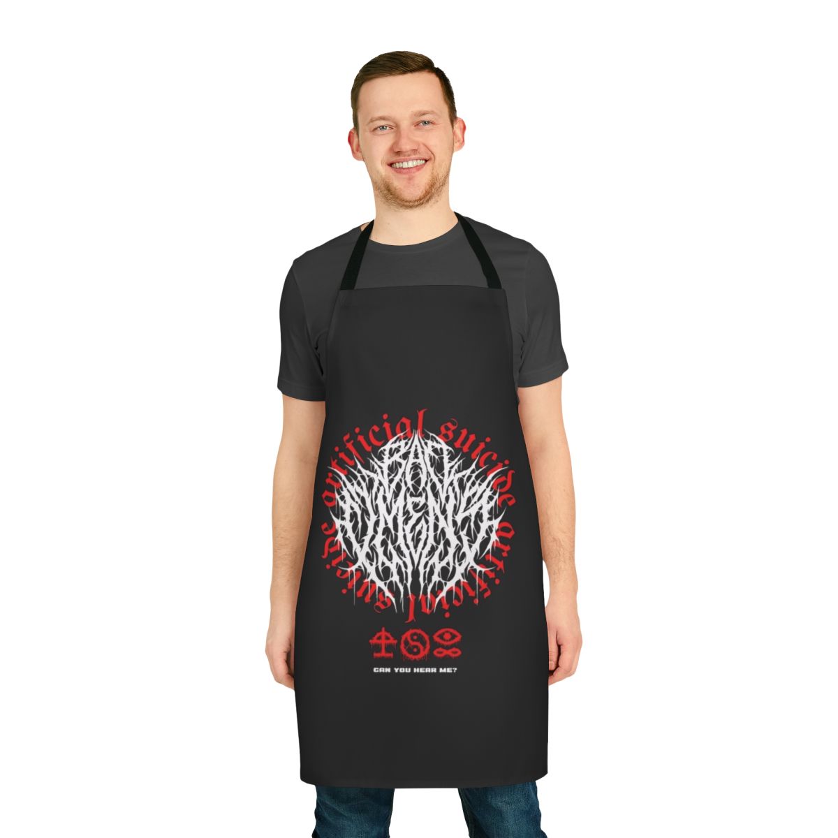 Metalcore-inspired vintage-style apron with a distressed, worn-in look