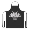 Stylish black apron with Dracula and metal music-inspired design