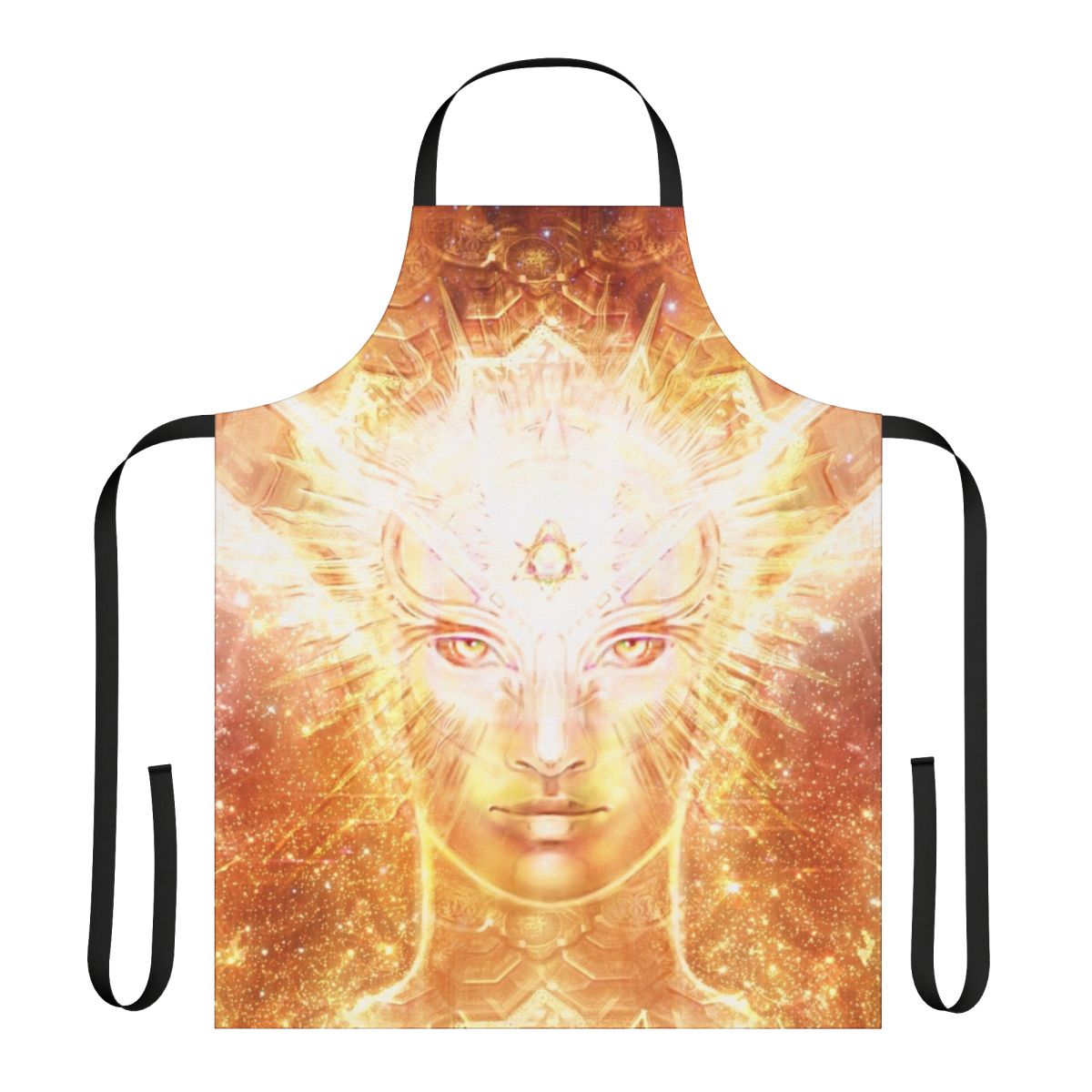 Metatron-inspired apron featuring golden angelic artwork