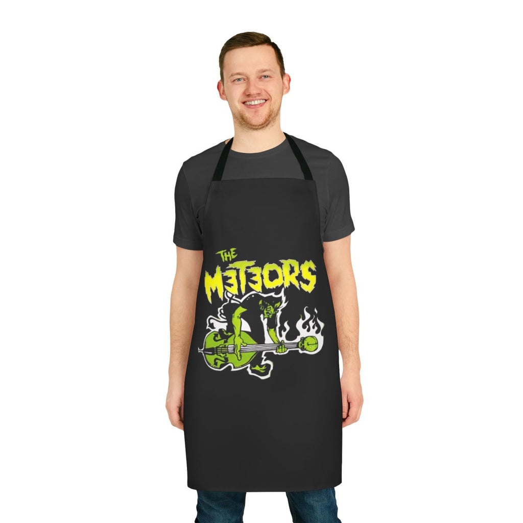 Meteors-inspired retro apron with punk, rockabilly, and psychobilly design elements
