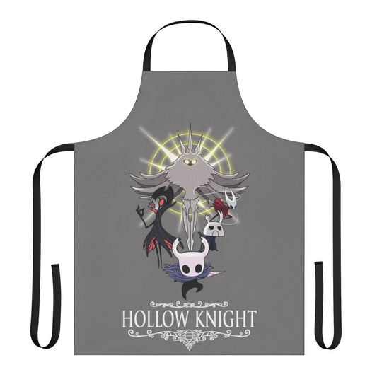 Hollow Knight-themed apron with a pixel art design, suitable for kitchen use or as a gamer accessory.