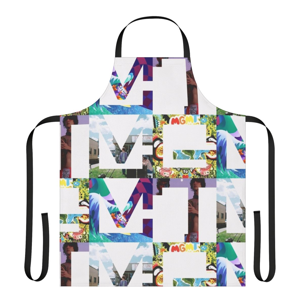 MGMT-inspired apron with the band's album art and logo