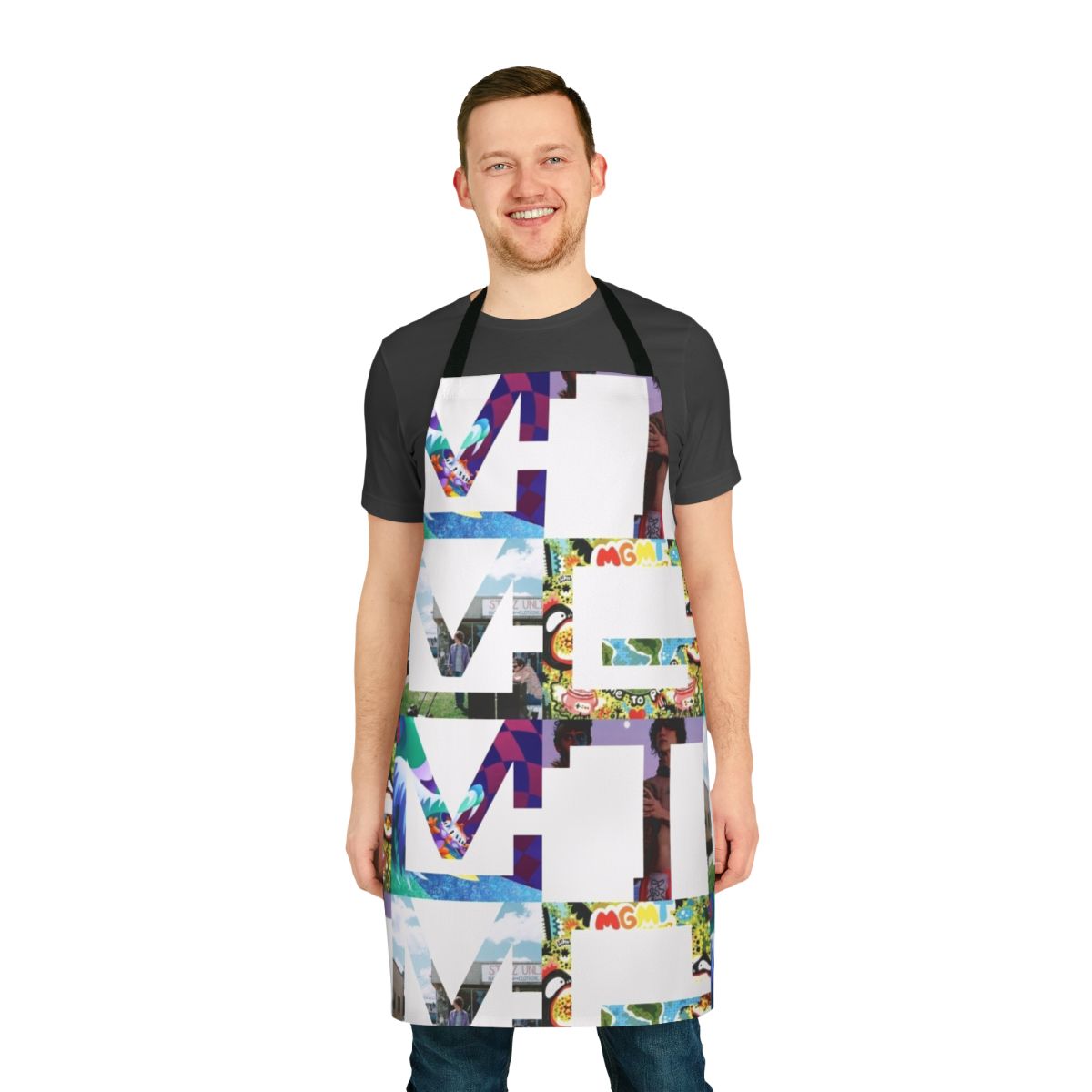 MGMT-inspired apron with the band's album art and logo