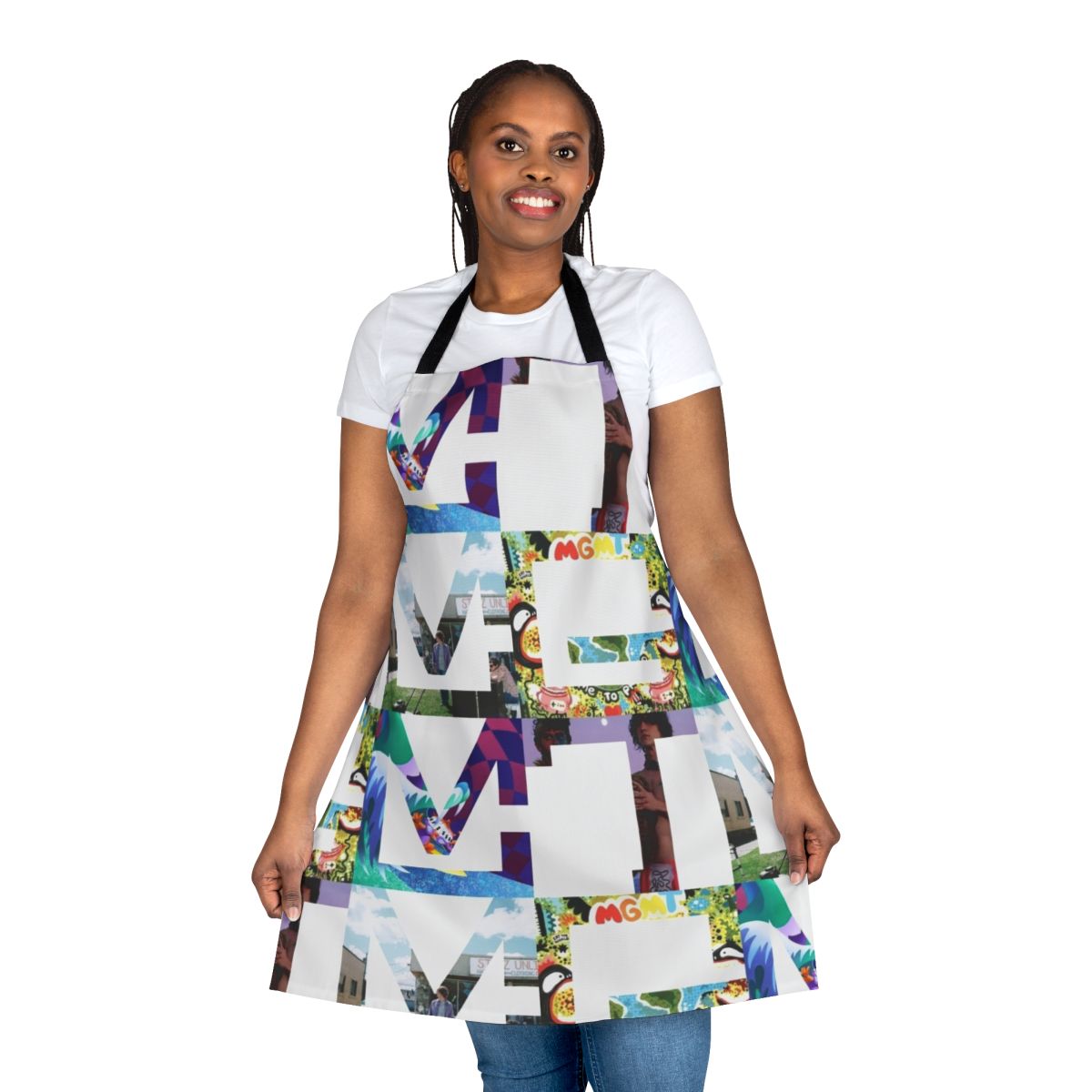 MGMT-inspired apron with the band's album art and logo