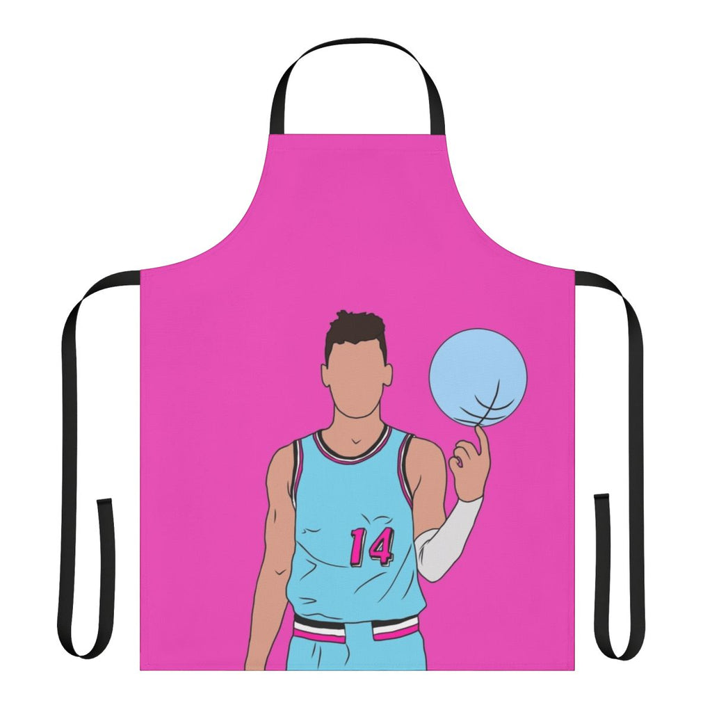 A stylish blue and pink basketball-themed apron inspired by the Miami Vice aesthetic.