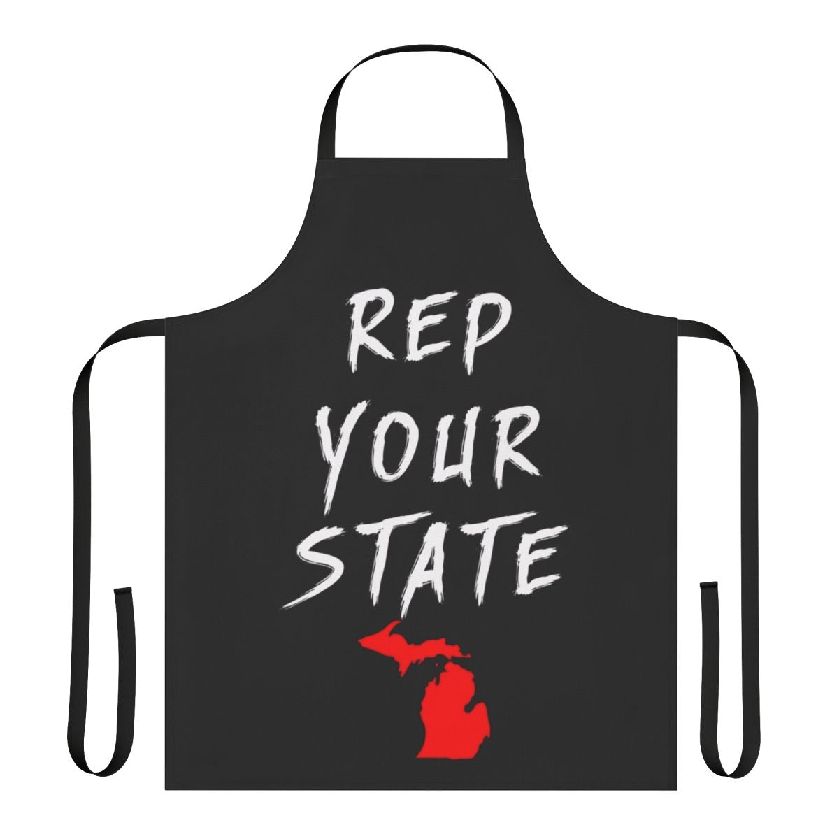 Michigan state pride apron with a bold design representing the state