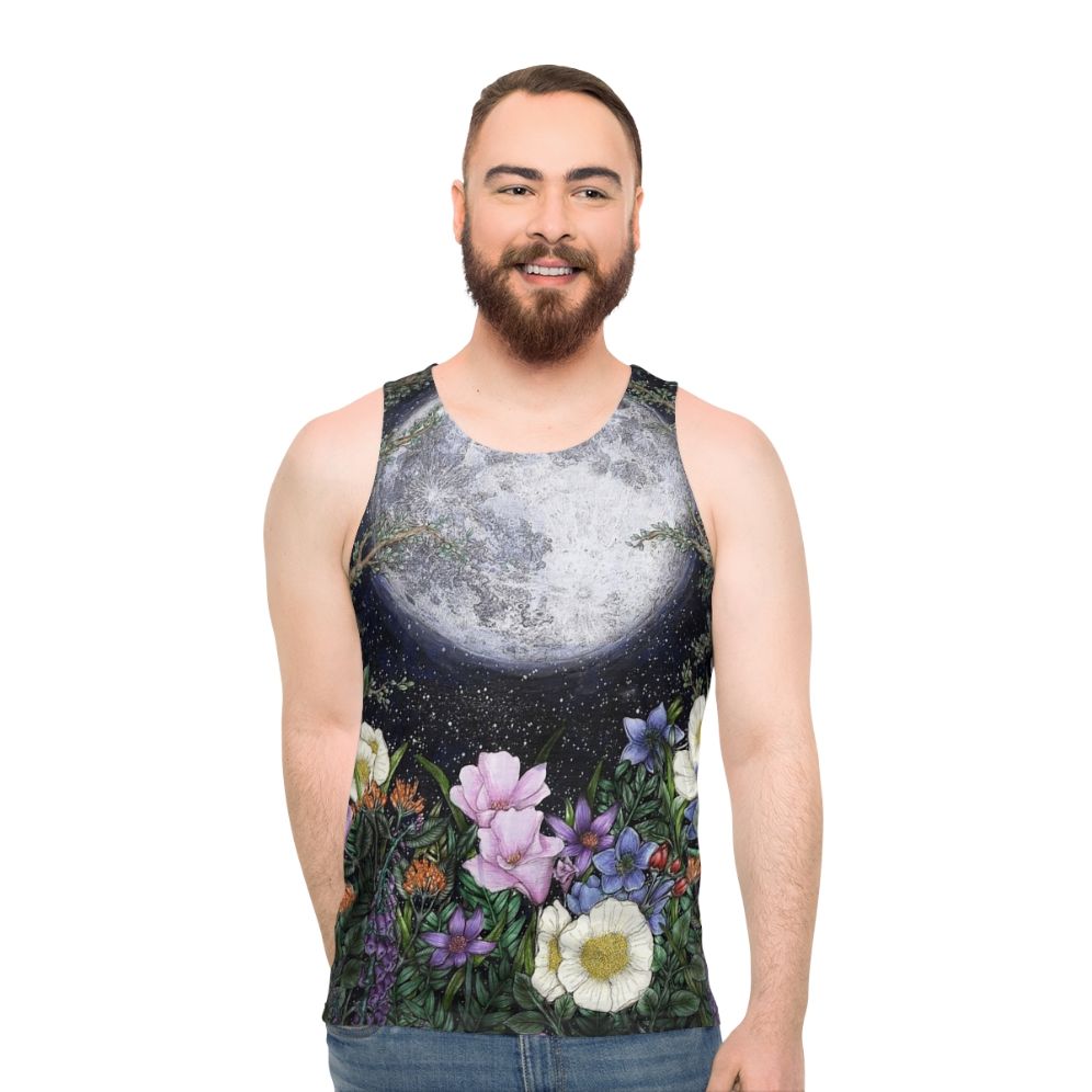Midnight Garden Floral Celestial Unisex Tank Top