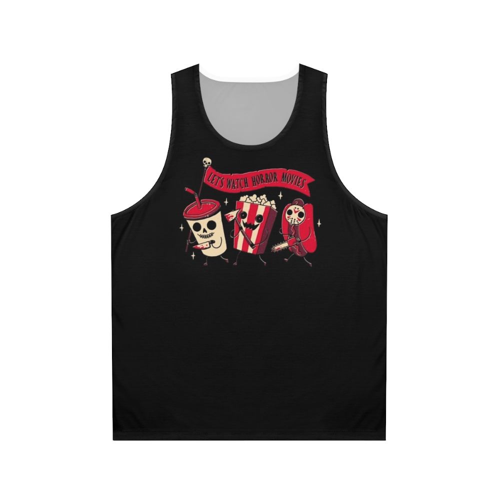Midnight Movie Unisex Tank Top with Spooky and Humorous Design