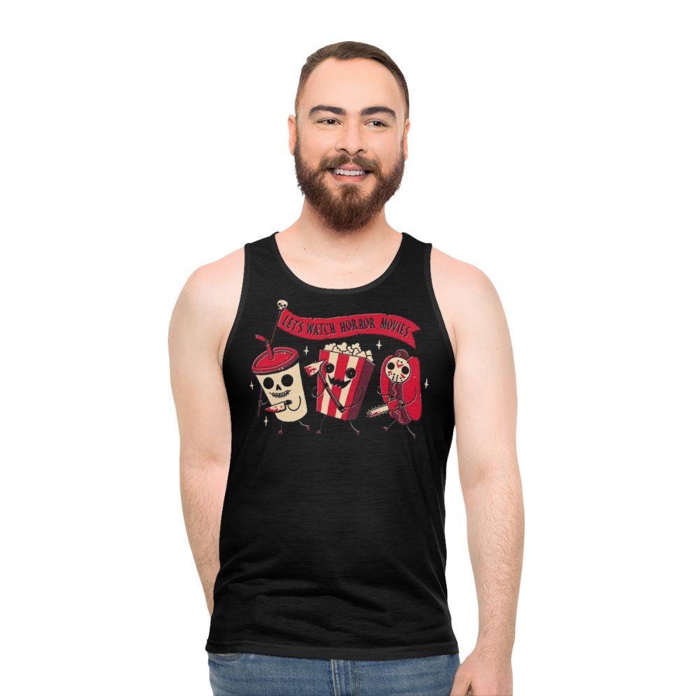 Midnight Movie Unisex Tank Top with Spooky and Humorous Design