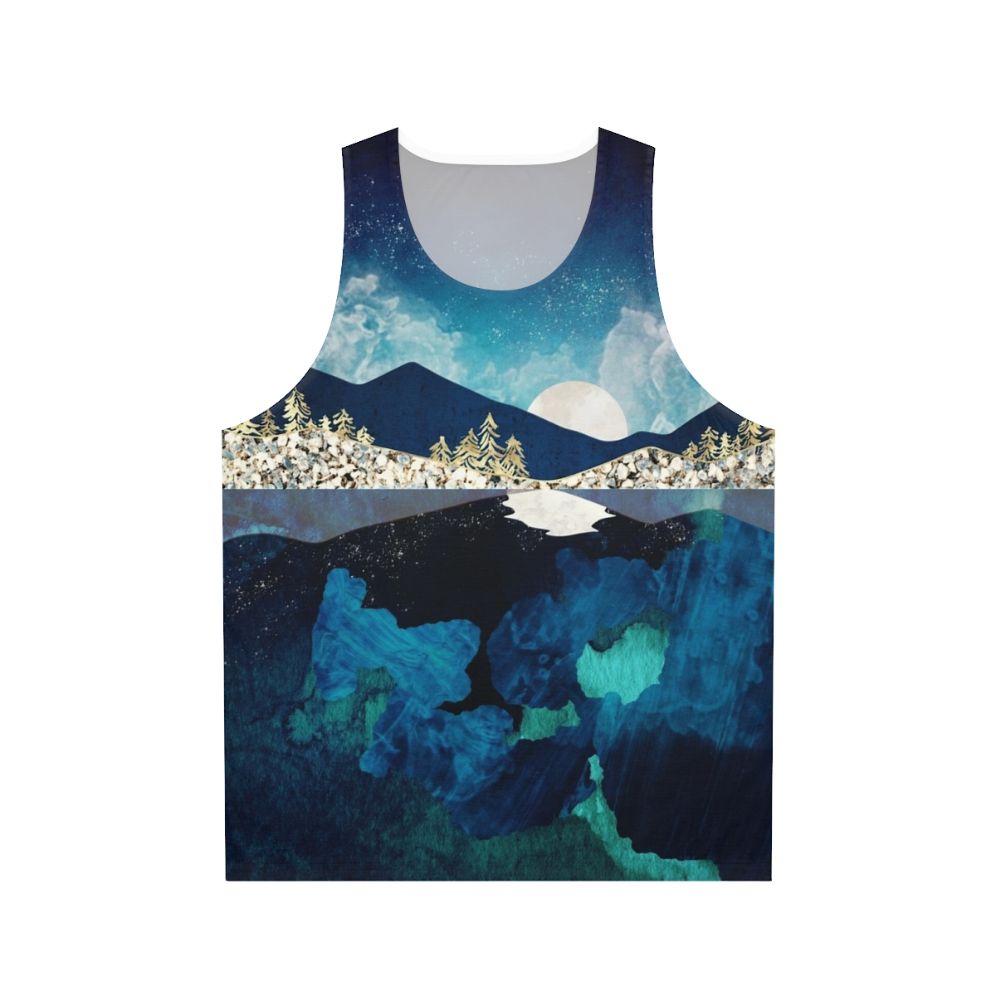 Midnight Water Unisex Tank Top with Celestial Nature Landscape