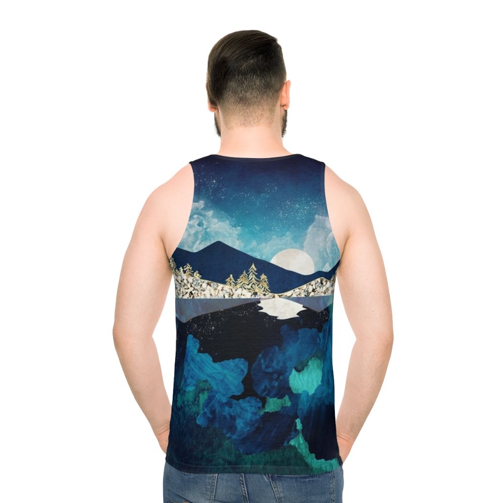 Midnight Water Unisex Tank Top with Celestial Nature Landscape