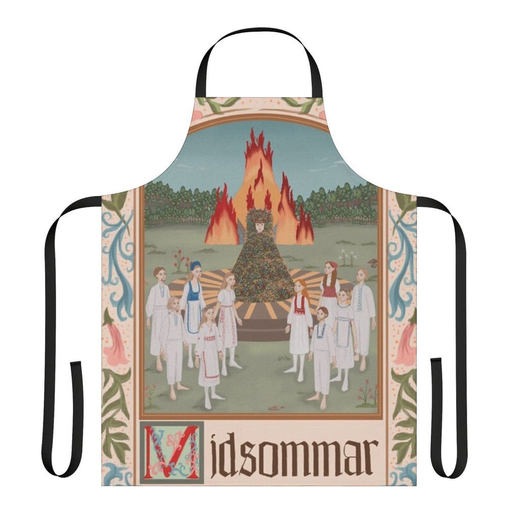 Midsommar-inspired apron with floral design, perfect for horror movie fans