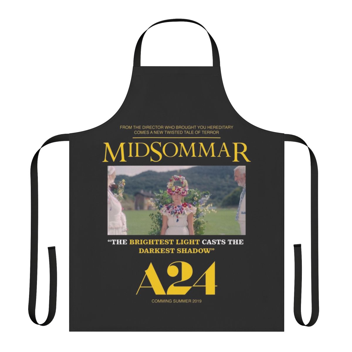 Midsommar-inspired horror movie poster printed on a durable apron