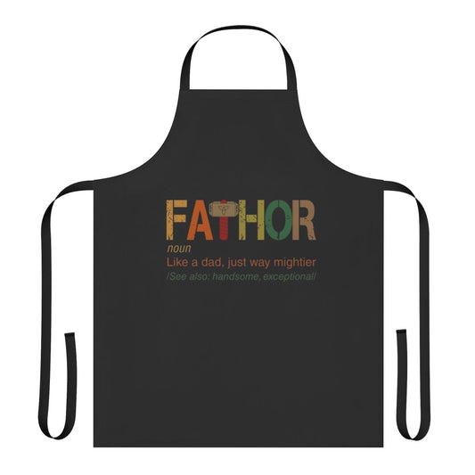 Mighty Dad Apron with a "Fa Thor Like A Dad Just Way Mightier" design