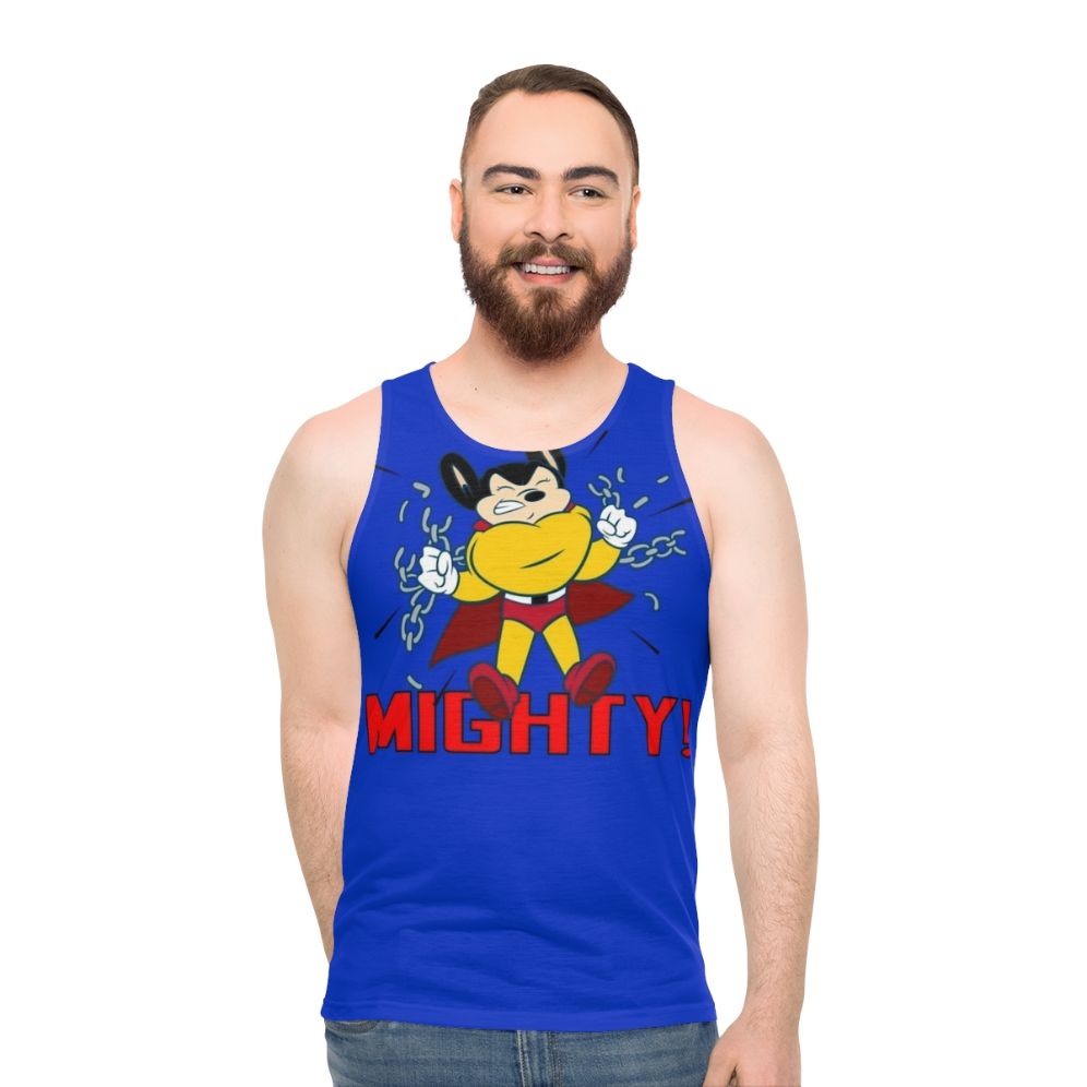 Mighty Unisex Retro Superhero Sci-Fi Cartoon Tank Top